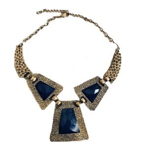 Vintage Necklace Blue Hammered Statement Piece!